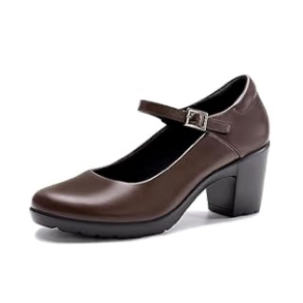 Chunky Mary Jane Brown Heels